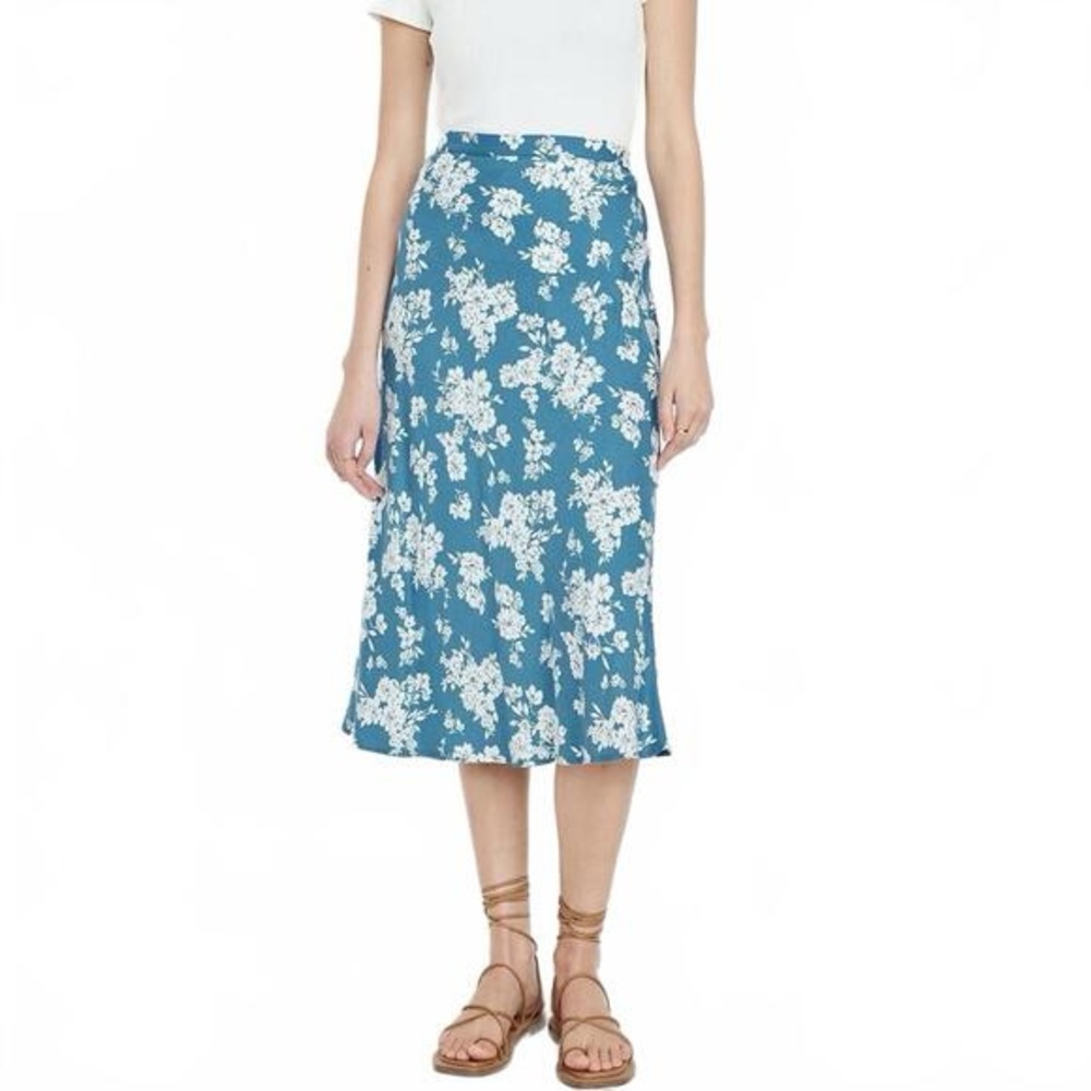 OLD NAVY Crepe A-Line Midi Skirt Blue Floral Size XXL NEW - Picture 14 of 16